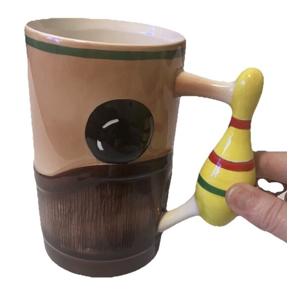 Vintage Napco 3D Bowling Cup Mug 1961 Bowling Pin Handle Cleveland Ohio 6" Tall - Picture 2 of 10